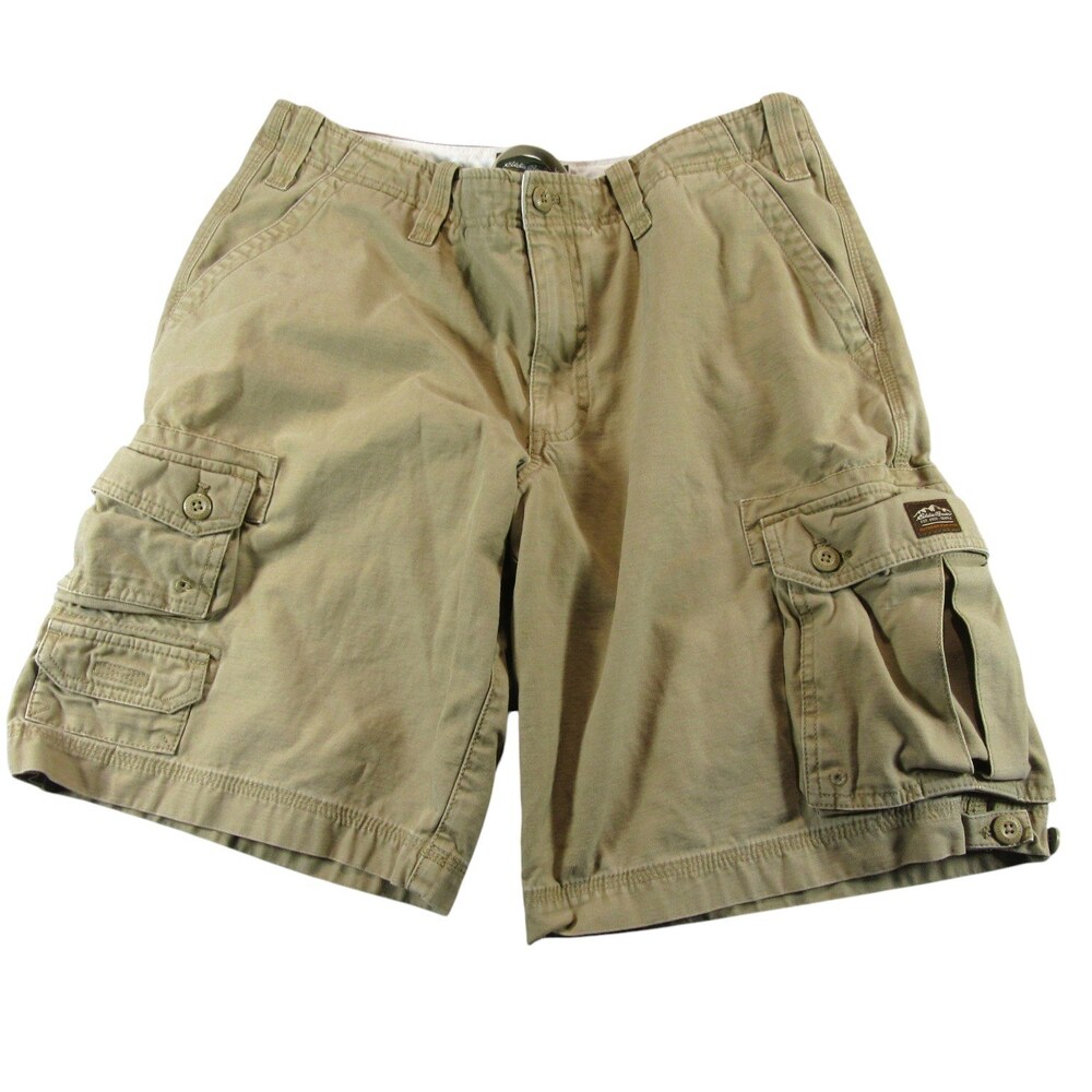 Eddie Bauer Mens Cargo Shorts 36 x 11 Khaki Heavy Tactical Military Cotton